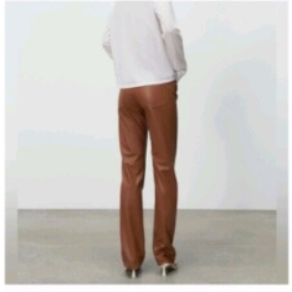 Zara faux leather high rise straight leg full length pants sz m